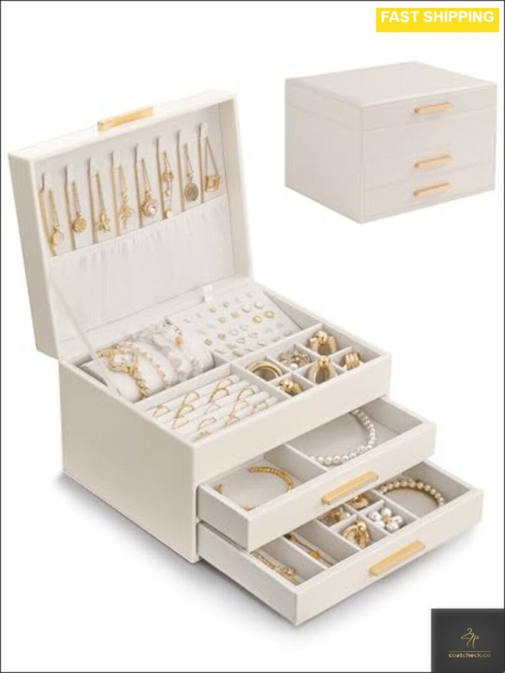3-Layer Jewelry Box Organizer for Women Girls Room Decor